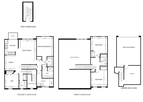 Floor plan for 3 beds, 2.5 baths, 2025 sqft